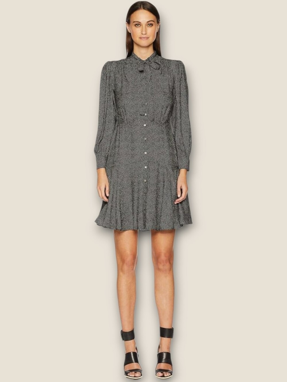 Rebecca Taylor SILK Sprinkle Polka Dot Bow Neck Long Sleeve Mini Dress 4